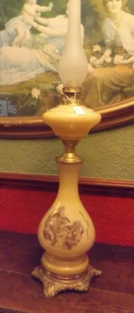 Really beautiful Gilded and Glass Victorian oil lamp