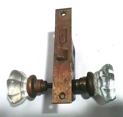 Antique Sargent & Co Easy Spring Mortise Door Lock Latch & 8 Point Glass Knobs