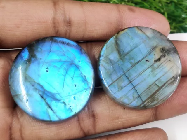 Natural Lovely Blue Fire Labradorite Round Gemstone For Jewelry Making 124 Cts