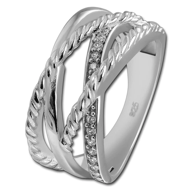 Bague Argent Massif 925 Taille 52/53 - Moderne Carrée Ciselée Avec Finition Noire, 8 Grammes