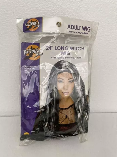 Rubie's Long Streaked Witch Wig, Black/Grey, One Size Open Package