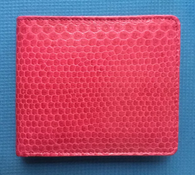 Real Genuine 100% Pink Sea Snake Skin Leather Mens Unisex Ladies Bi-Fold Wallet
