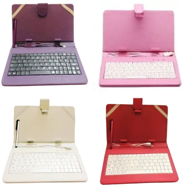 8'' Inch Faux Leather Case Cover Micro USB Keyboard Stylus For Android Tablet