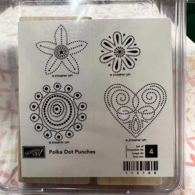 Stampin' Up Rubber Stamps Set POLKA DOT PUNCHES 4 Mounted Stamps NEW