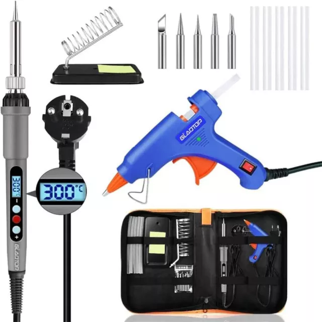 60W Adjustable Temp Soldering Iron Kit Electronics Welding Solder Irons Tool Set