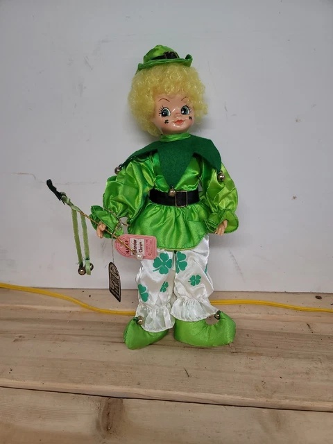 Vintage Brinns Calendar Clown Doll March 1986 St Patrick Day Green Irish Blonde