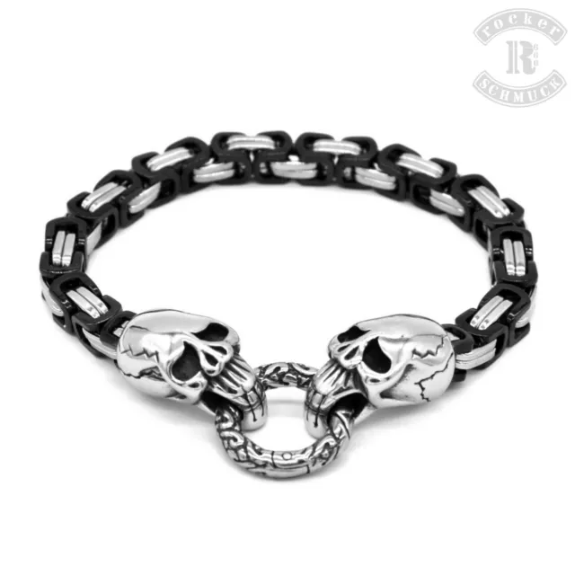 Totenkopf Skull Königsarmband aus Edelstahl Biker Armband Gothic Rocker