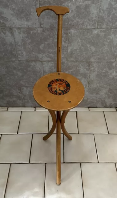 Vintage 1939 New York World's Fair Foldable Wood Chair Cane Kan-O-Seat