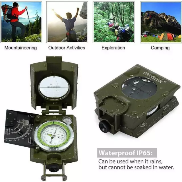 Professional Pocket Military Army Metal Sighting Compass Clinometer Camping Tool