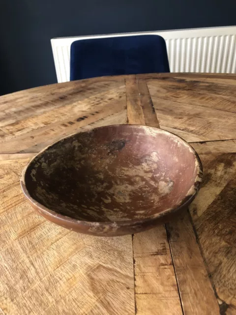 Vintage Small Wooden Round Decorative Bowl Ornament 8 inch diameter Retro/Rustic