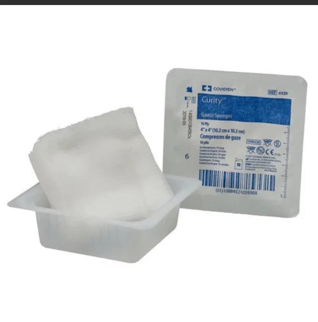 Esponjas de gasa de 12 capas cuadradas estériles Covidien Security 6939 4" paquete x 40 quilates