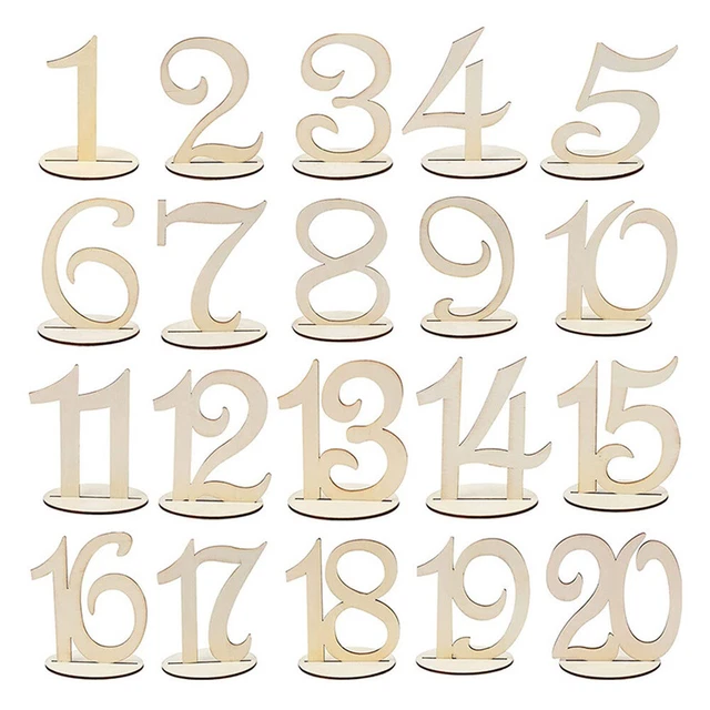 20 piezas Números delicados de mesa Señales de mesa de boda Números de recepción decorativos