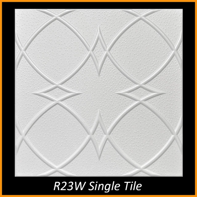 Styrofoam Ceiling Tiles – Glue Up, 20x20 Inches, R33 White, Decorative & Easy Install