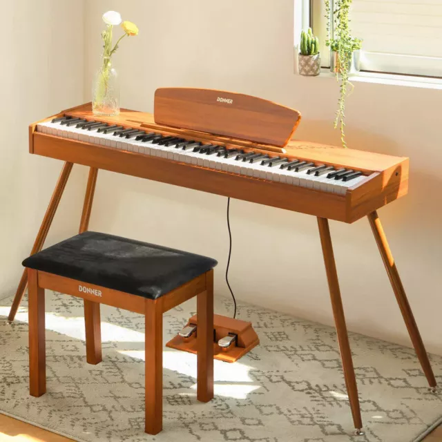 Donner DDP-80 Wooden Style 88 Keys Weighted Electric Digital Piano + Bench Kit