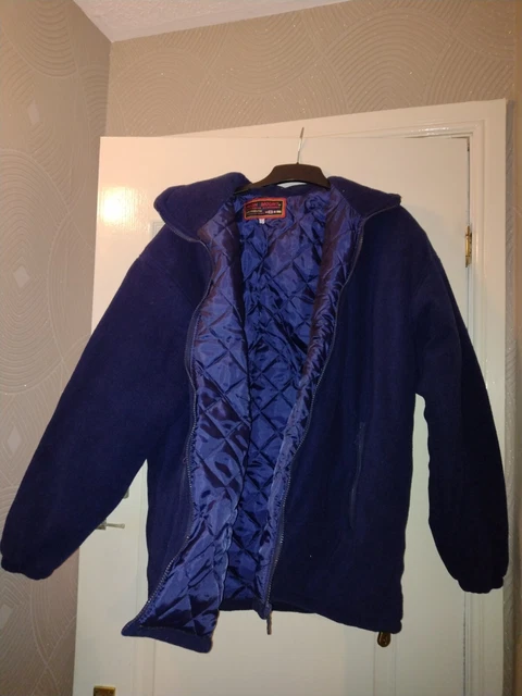 Mens Thick Fleece Jacket Padded Anti Pill Winter Navy Blue