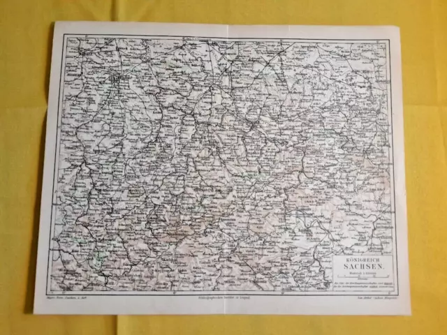 1874 BRANDENBURG Vintage Map Potsdam German ORIGINAL 11.5 x 9.5 Color C10-6