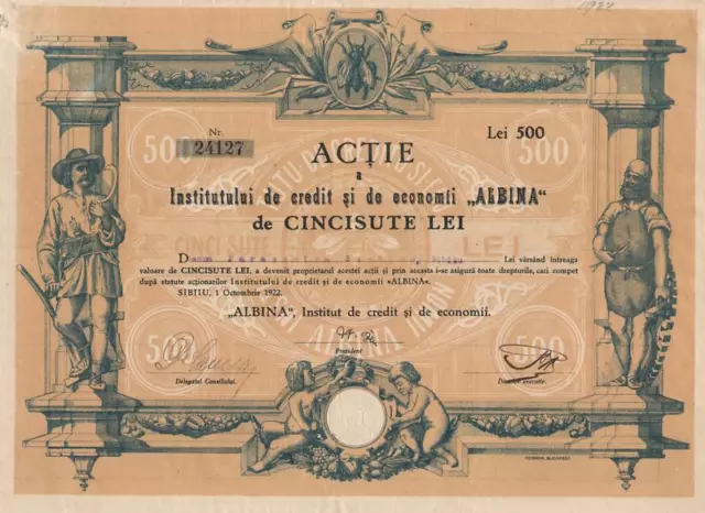 ROMANIA ECONOMY & CREDIT stock certificate 1922