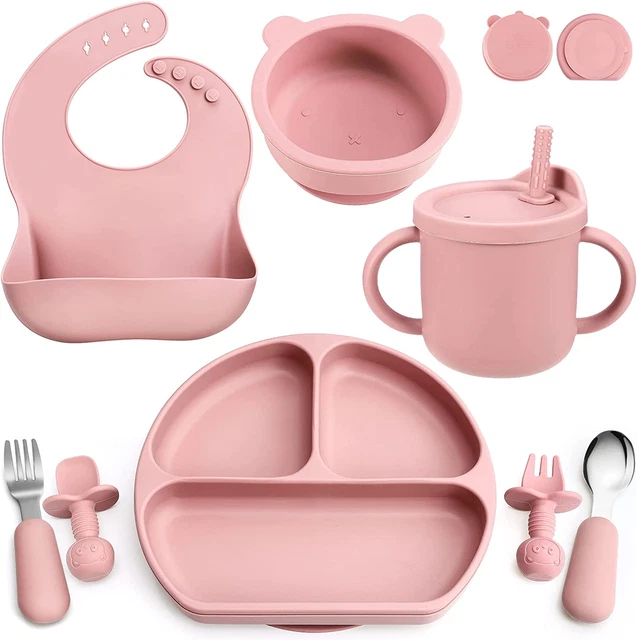 Silicone Baby Feeding Set,Baby Led Weaning Supplies,Eating Utensils for 6+Months