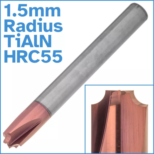 1.5mm Corner Radius TiAlN Coated 4 Flute Carbide CNC End Mill HRC55 Bit Tool