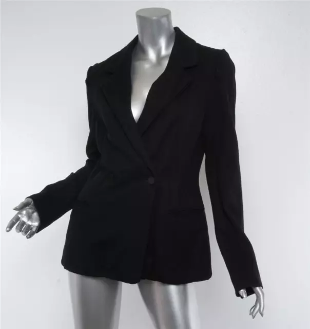 LANVIN Womens Black Wool Felt Double Breasted Long Blazer Coat Jacket 4-40