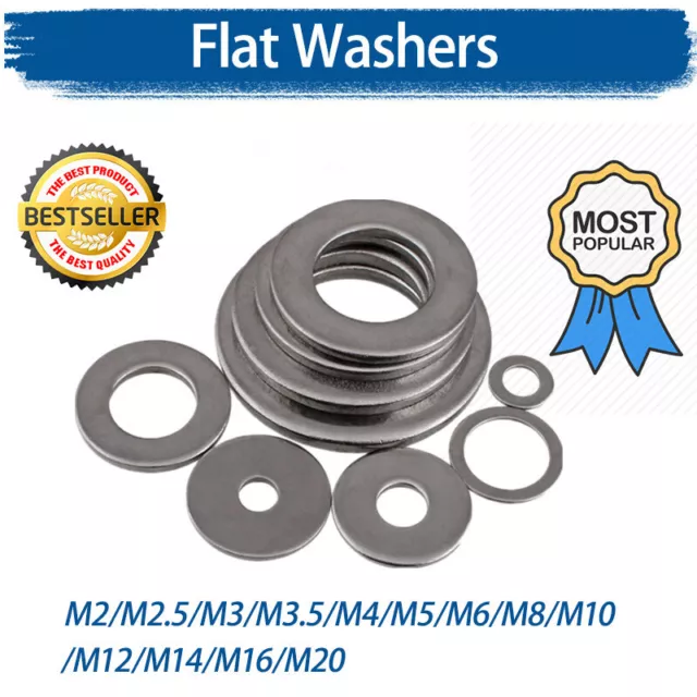 Flat Washers Stainless Steel M4,M5,M6,M8,M10,M12,M16,M20 Wide Large Flat Wider
