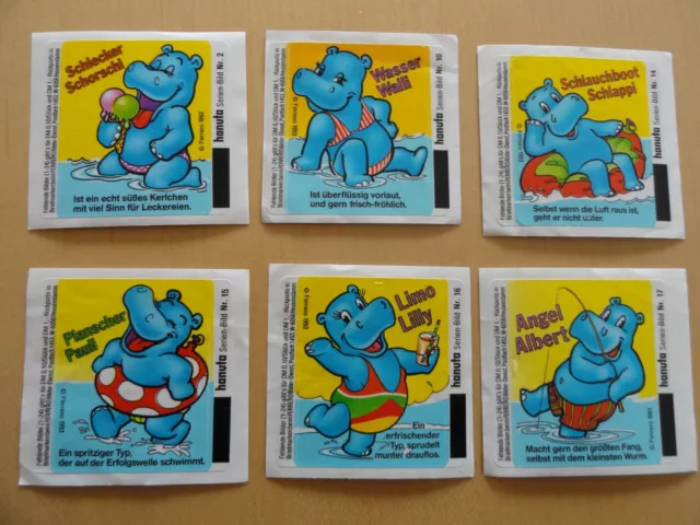 6 Ferrero Sammelbilder hanuta Happy Hippos  1993 - Nr.  2, 10, 14, 15, 16 + 17