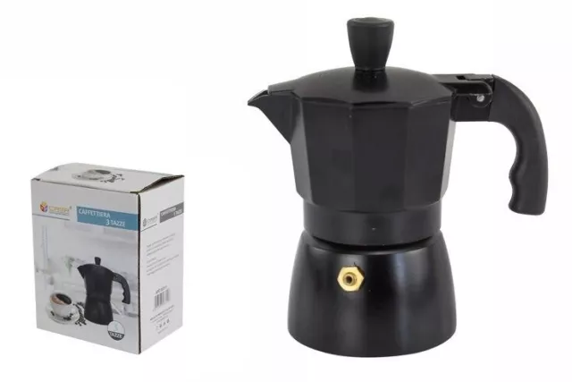 Cafetière Moka Café Expresso Noir Mat Mesure 3 Tasses Dfh