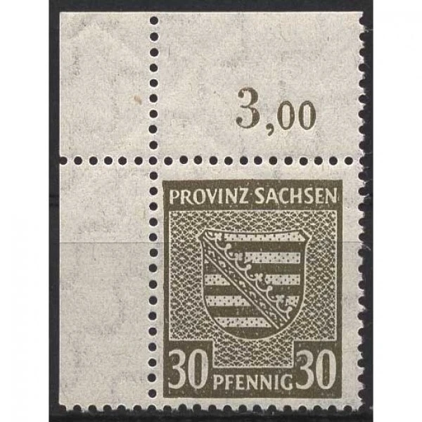 SBZ Provinz Sachsen 1945 Provinzwappen 83 X b posfrisch geprüft Ecke oben links