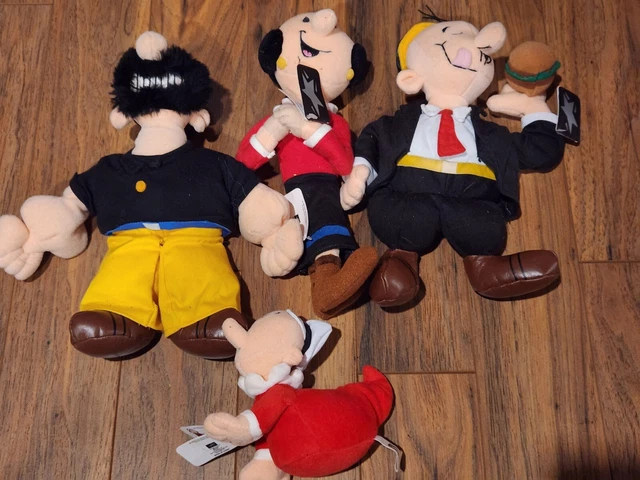 Highlight Plush 1999 Popeye Plush Lot Of 4 New Olive,sweet Pea,wimpy,Brutus