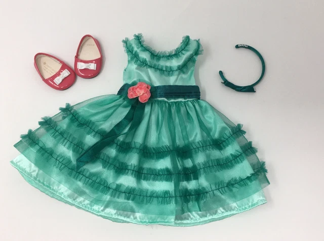 AMERICAN GIRL DOLL Maryellen Birthday Green Dress Fancy Shoes Headband EUC  $65.00 - PicClick
