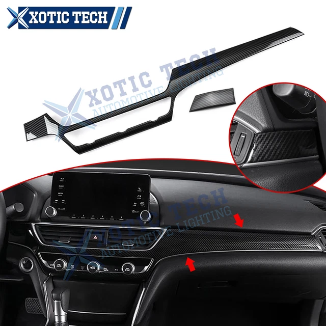 2PCS CARBON FIBER Style Interior Dashboard Center Strip Cover For Honda