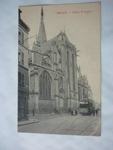 Carte Postale /   Melun  Eglise St Aspais        ... Tramway