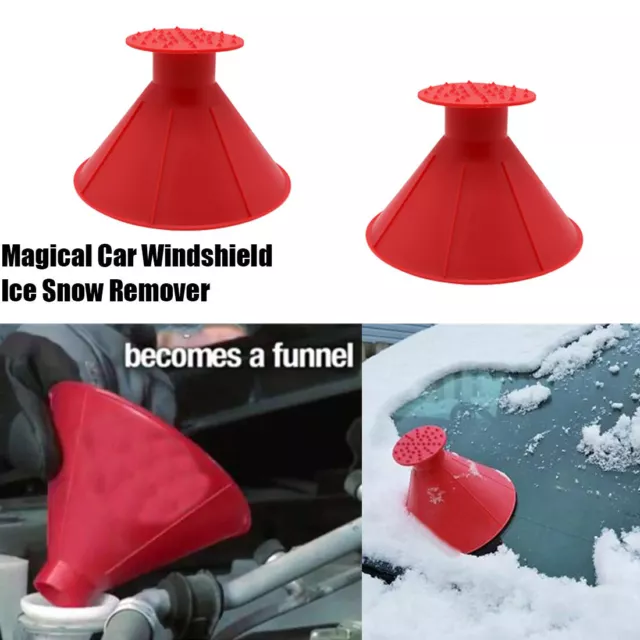 2x Magic Car Windshield Ice Scraper Outdoor Snow Removal Cone Shaped Funnel Tool