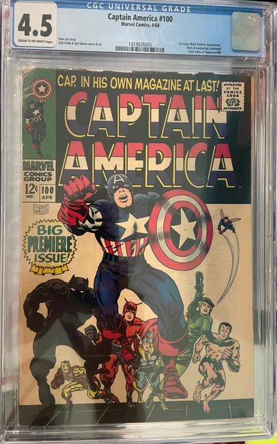 CAPTAIN AMERICA #100 CGC 4.5 (Apr 1968, Marvel) 1st SOLO CAP C/OW PAGES!!!