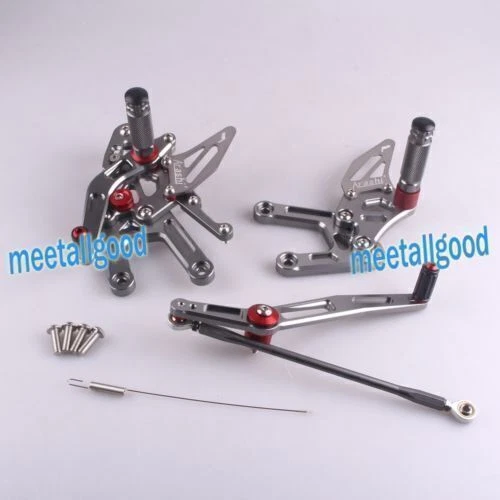 Peggiapiedi Regolabili Moto Peggetti Posteriore Peg Fit Yamaha YZF R6 06-16 Grigio