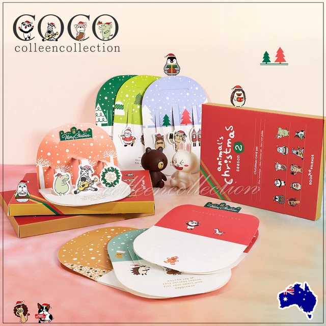 10pcs 3D Pop Up Merry Christmas Greeting Card Holiday Cards Gifts Wishes Cards