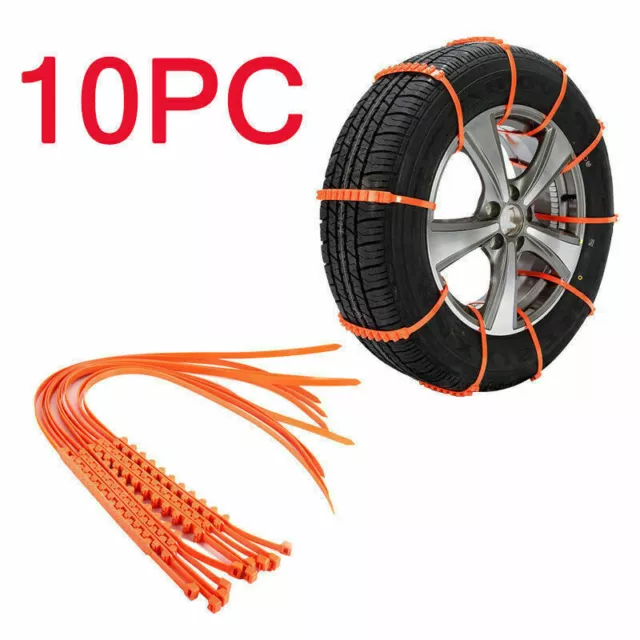 10x Car Anti-skid Snow Tyre Tire Chains Beef Tendon Wheel Chain Belt Set for 22"