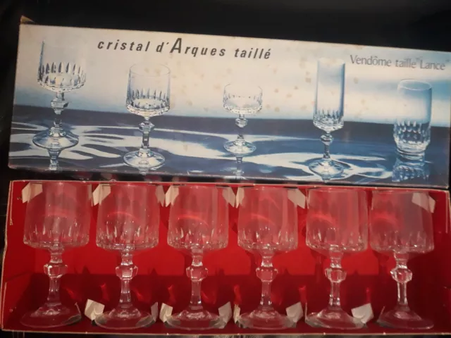 6 verres à vin 17,6 cl Cristal d arques Vendome Taille Lance