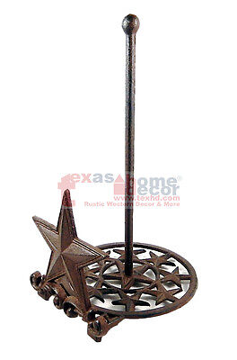 Star Paper Towel Holder Dispenser Tabletop Counter Top Western Rustic Cast Iron