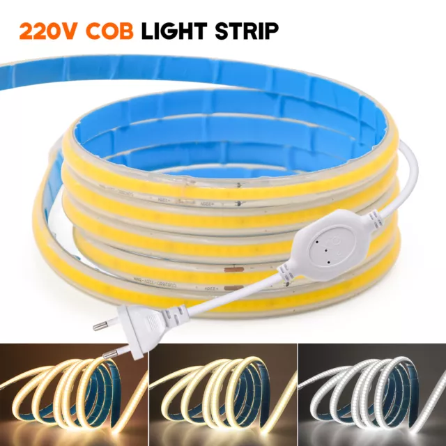 230V COB LED Streifen Stripe IP65 Band Lichtschlauch Leiste Kette Selbstklebend
