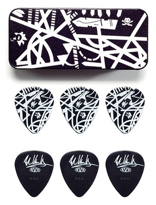 EVH DUNLOP Evh Wolfgang Noir Avec Jaune Rayures Pick Tin 6 PC 