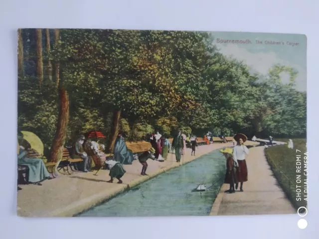 old postcard, childrens corner, Bournemouth, Hampshire, England