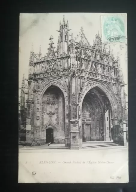 CPA 61 ALENCON - Grand portail de l'eglise notre dame