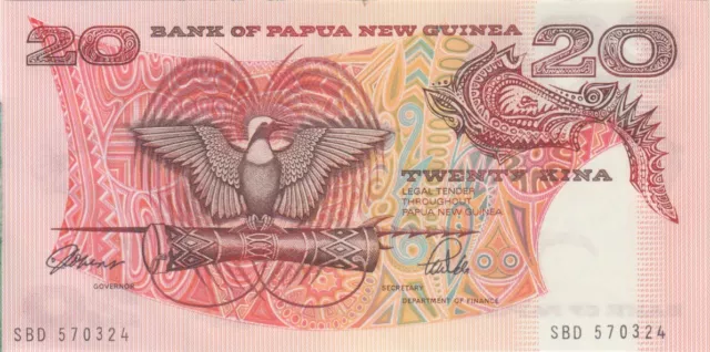 Papua New Guinea banknote P10a 20 Kina Sig Robert-Vele,  UNC We Combine 2001