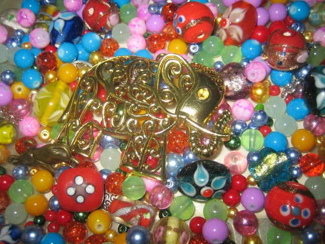Glasperlen Mix 200 g Restposten- Indische Lampwork Perlen Konvolut-bunter Mix X3