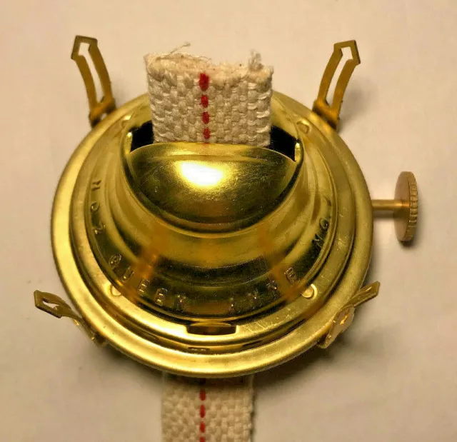 New #2 Solid Brass Queen Anne Oil Lamp Burner W/ Wick, For 3" Base Chimney OB622 2