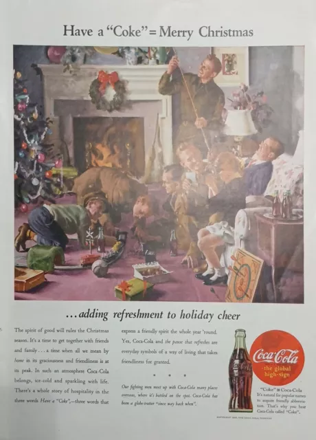 1944 Coca-Cola Drink Soda Vintage Ad have a coke Merry Christmas