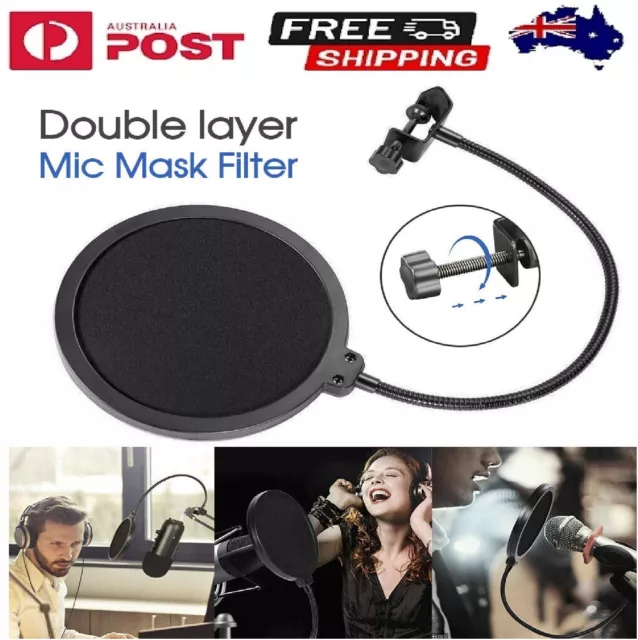 Recording Studio Microphone Mic Wind Screen Pop Filter Mask Shield Double Layer