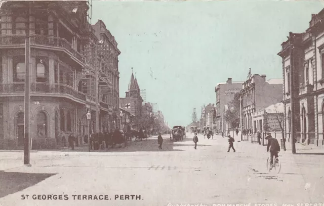 Postcard St George's Terrace Perth Western Australia 1906 Bon Marche stores