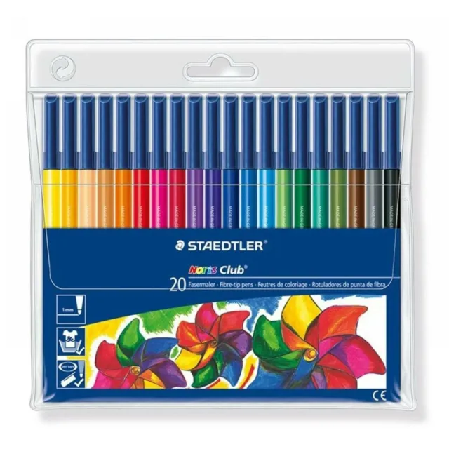 STAEDTLER 326 WP20 Noris Club Fibre Tip Pens Wallet Of 20 Assorted Colours